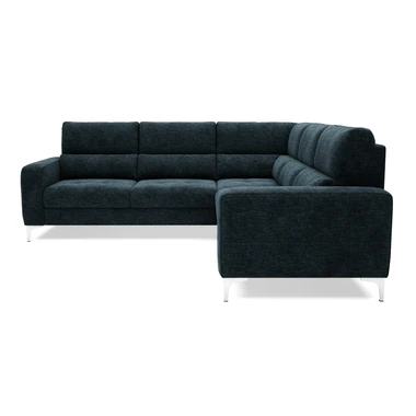 Tmavě modrá rohová sedací souprava s funkcí relax EMU levá