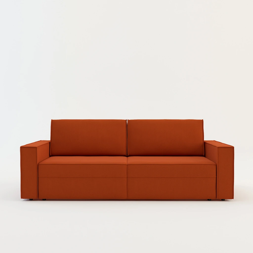 Sofa METIS w ceglastym kolorze.