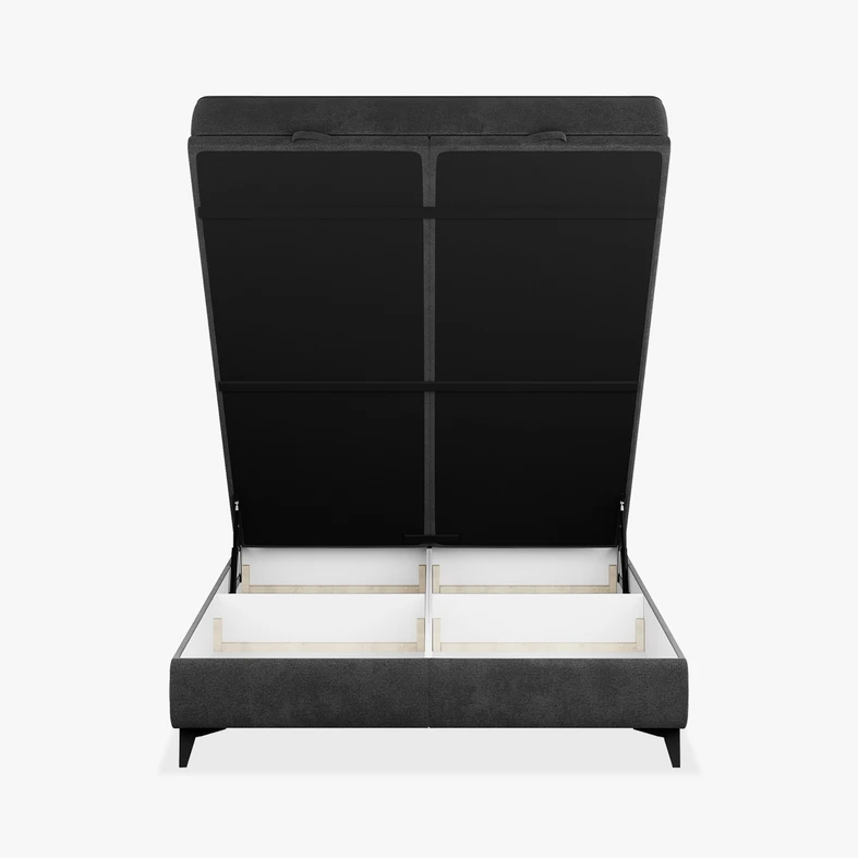 Grafitová postel boxspring LUIS HORIZONTAL 160x200 cm
