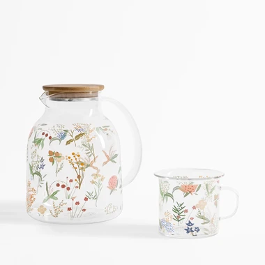 Džbán s bambusovým víkem KVĚTINY 1,6 l