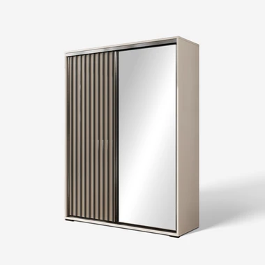 Šatní skříň s posuvnými dveřmí, zrcadlem a lamelami KOS 150 cm
