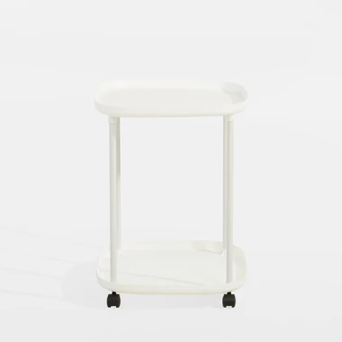 Konferenční stolek na kolečkách se 2 tácy, bílý 39x50 cm