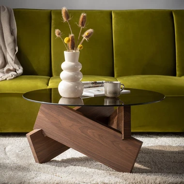 Kulatý skleněný konferenční stolek LECERRIL 80 cm