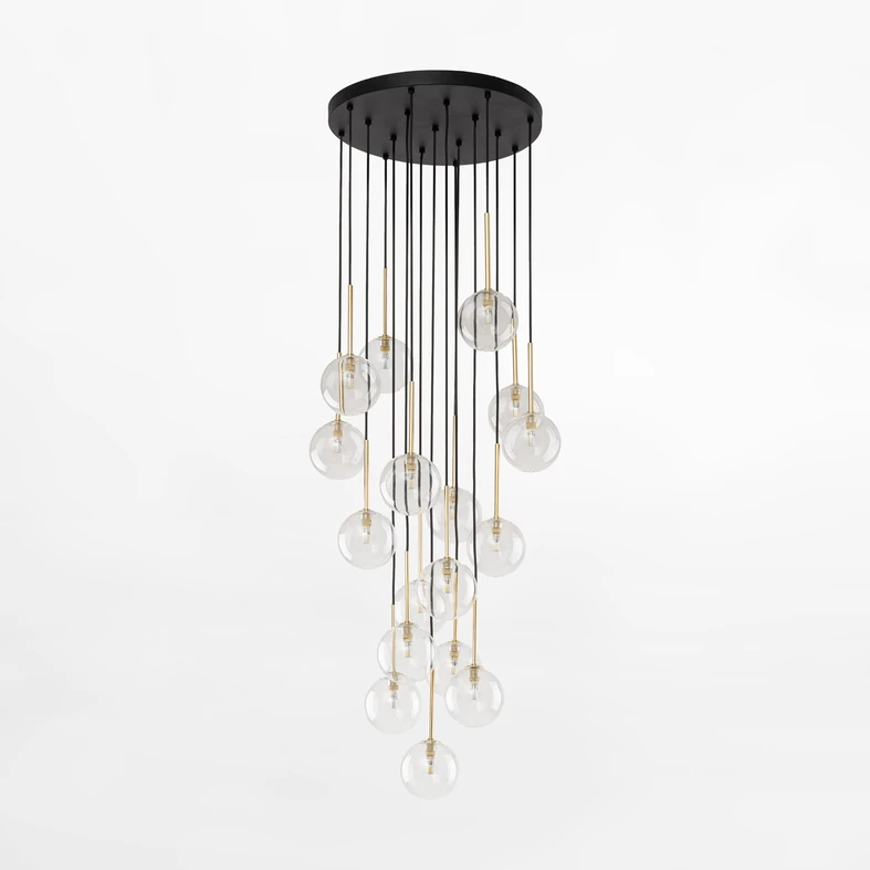 Lampa posiada oprawę aż dla 17 żarówek LED typu G9 o mocy maksymalnej 8W.