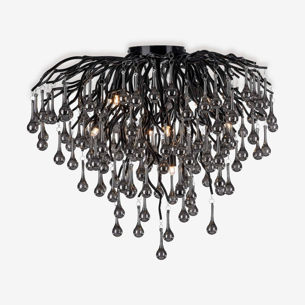 Sufitowa lampa ICICLE o czarnym wykończeniu.
