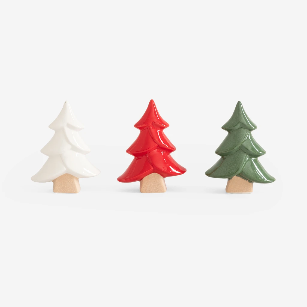 Dekorace porcelánový vánoční stromeček bílý 16,2 cm