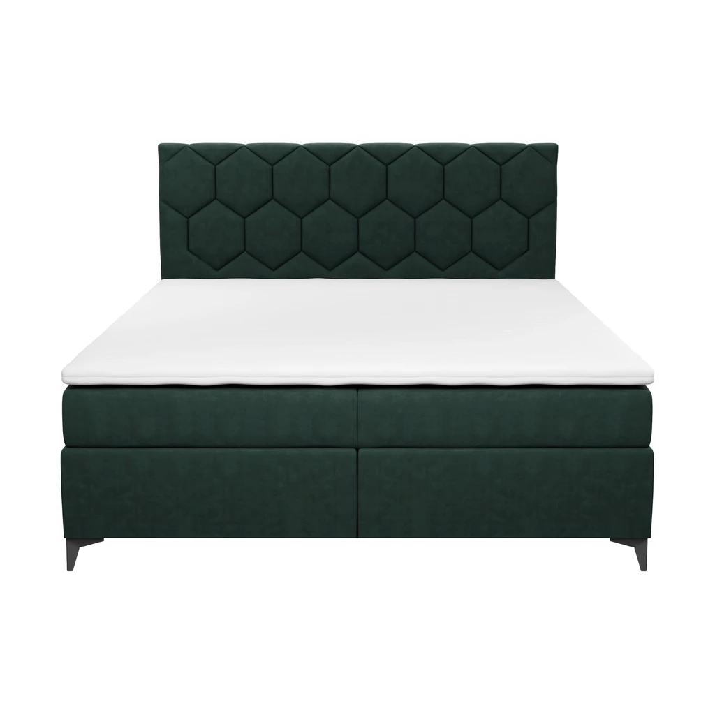 Postel boxspring s úložným prostorem zelená MEGAN PU 180x200 cm