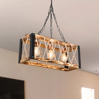 Dřevěné závěsné svítidlo v rustikálním stylu FARAH 50 cm