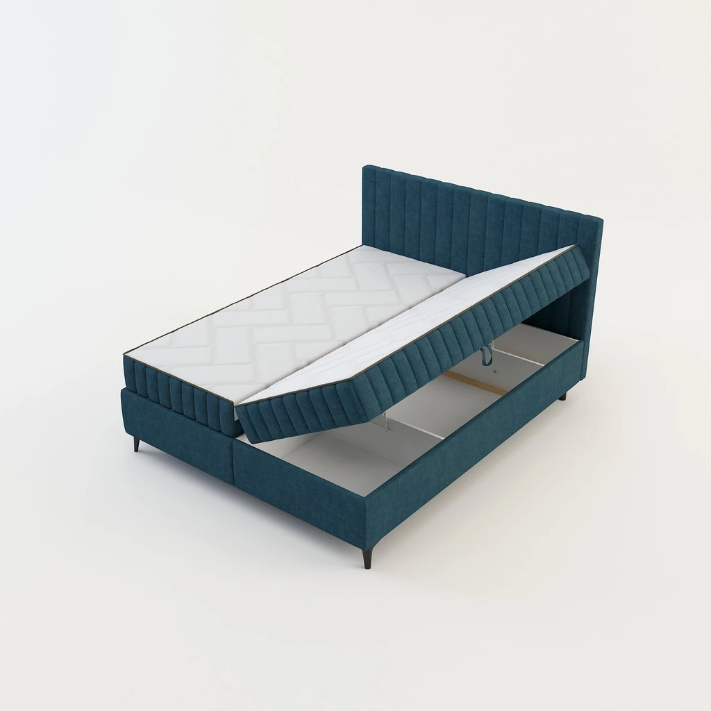 Postel boxspring VERONA 140x200 cm tmavě modrá