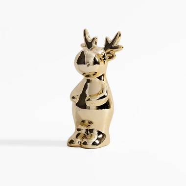 Dekorativní figurka zlatý stojící jelen 17 cm