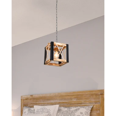 Závěsné svítidlo dřevěná kostka FARAH 20 cm
