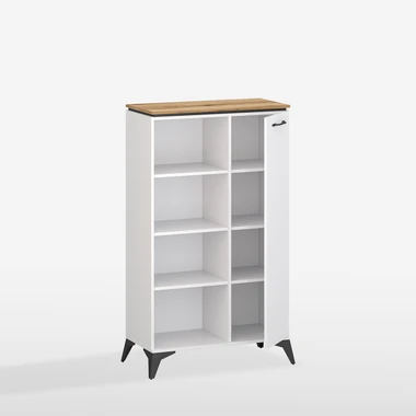 Bílý drážkovaný regál VELUTTO
