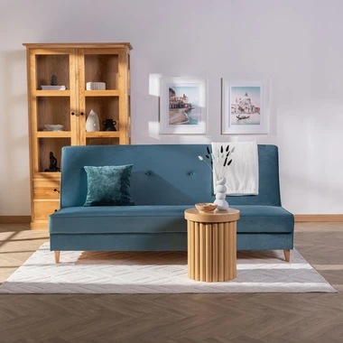 Modrá velurová pohovka LOME NEW