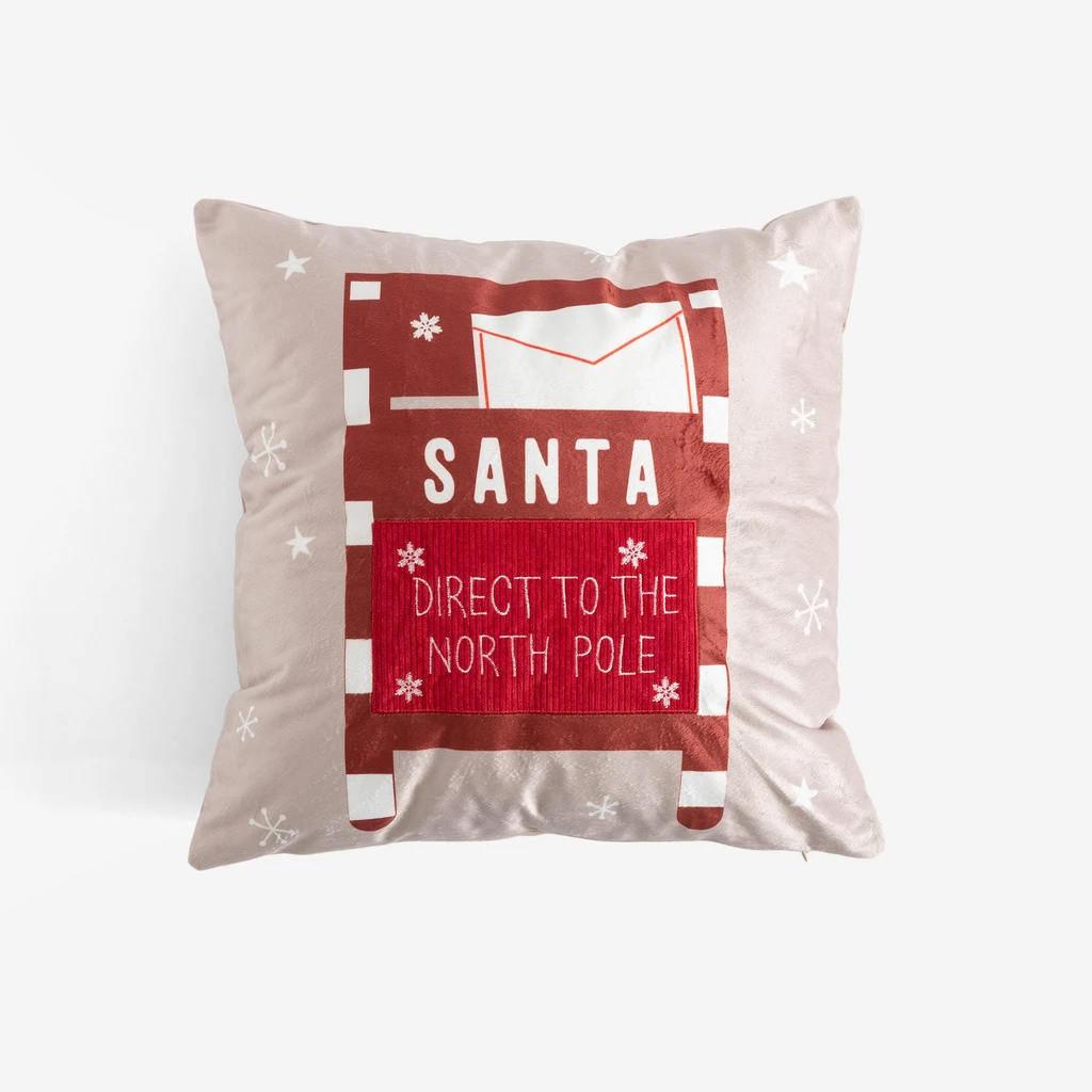 Vánoční polštářek s poštovní schránkou světlosivý CALIN 45x45 cm