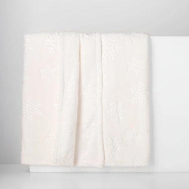 Bílá deka s sněhovými vločkami MERCI 130x160