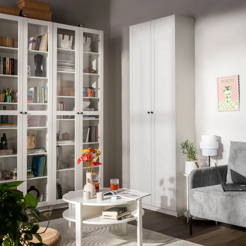 Regál s plnými dvířky BEN bílý