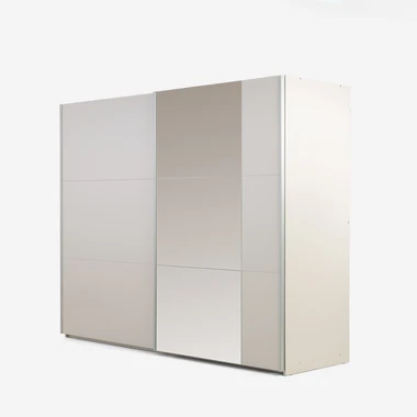Šatní skříň s posuvnými dveřmi a zrcadlem BASTIA 2 kašmírová 250 cm