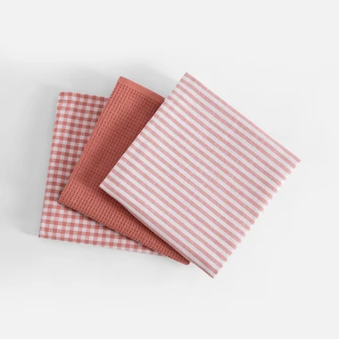 Sada 3 kuchyňských utěrek 40x60 cm růžová