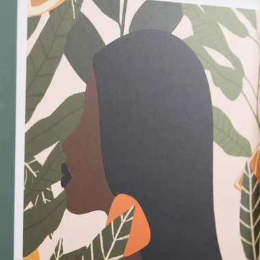 Obraz ŽENA, zelený rám 20x20 cm.