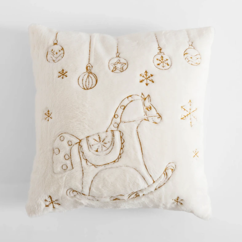 Povlak na polštář s houpacím koníkem LUCA bílý 45x45 cm
