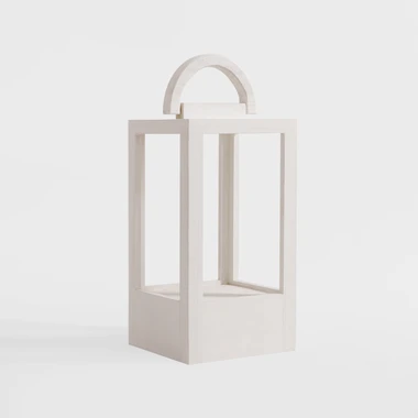 Bílá dřevěná lucerna 35 cm