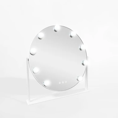 Kulaté bílé zrcadlo s LED osvětlením 44 cm