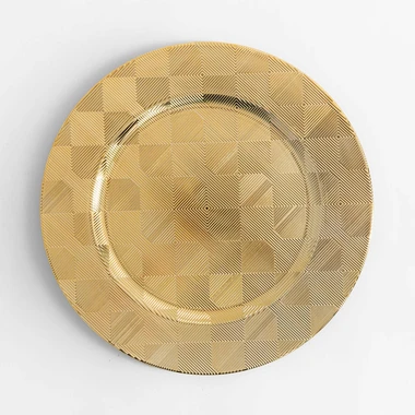 Talerz szachownica podtalerz złoty 33 cm