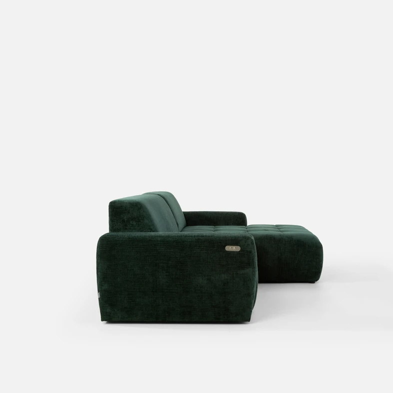 Rohová sedačka s elektrickým nastavením sedáku SAVINON S lahvově zelená lavá