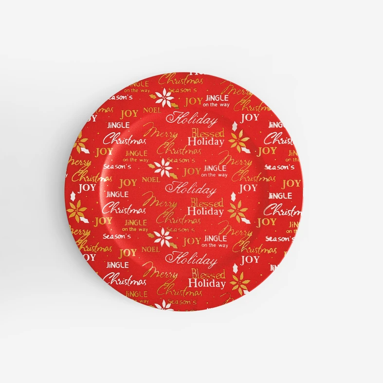 Dekorativní talíř červený s nápisy 33 cm