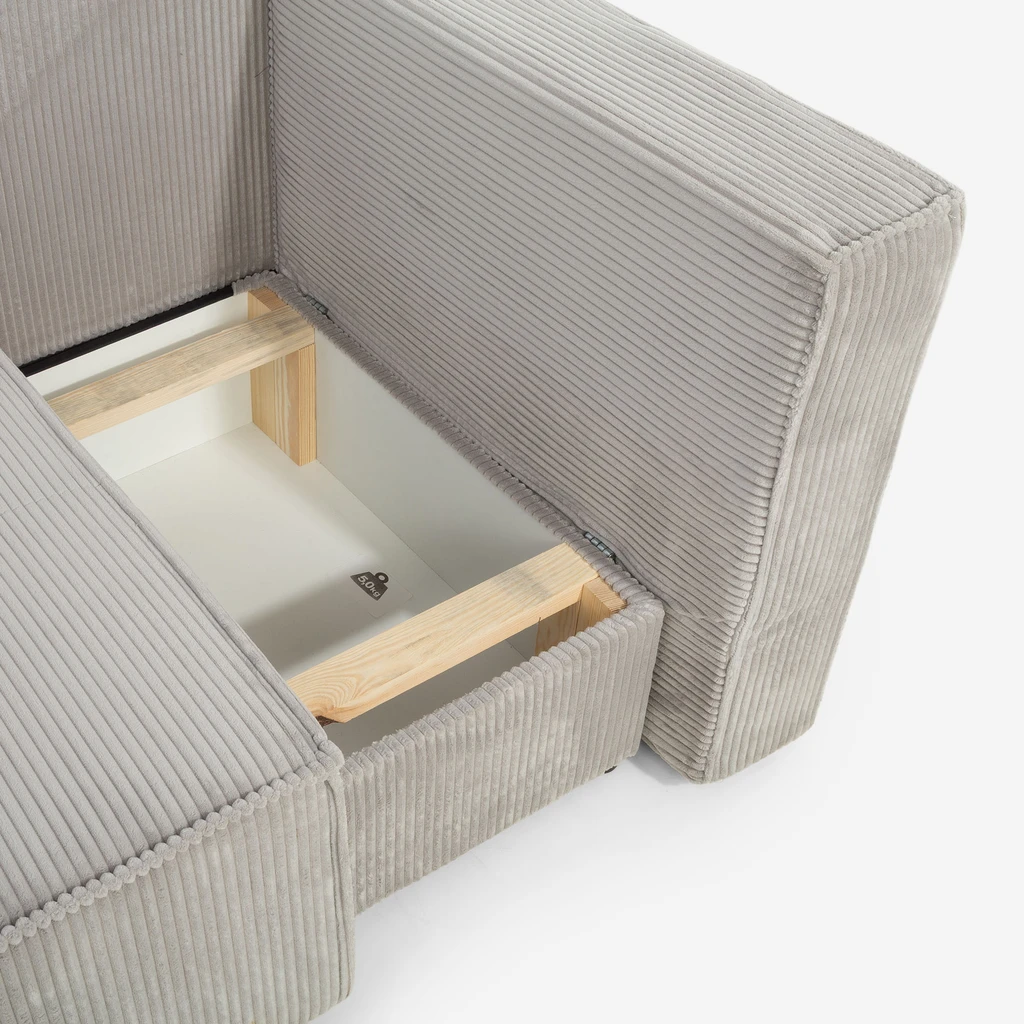 Manšestrová dvoumístná rozkládací pohovka LUSO pravá