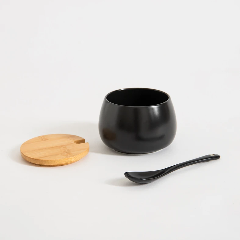 Černá porcelánová cukřenka BONA 9 cm