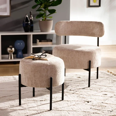 Béžový taburet LUPUN