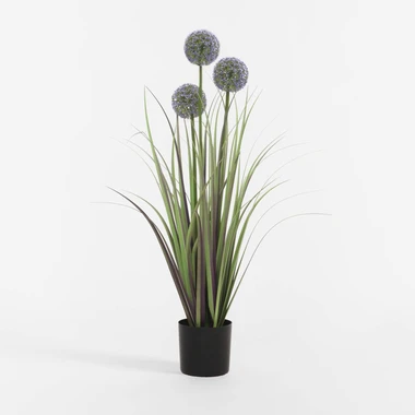 Umělá zeleno-fialová tráva v květináči 80 cm