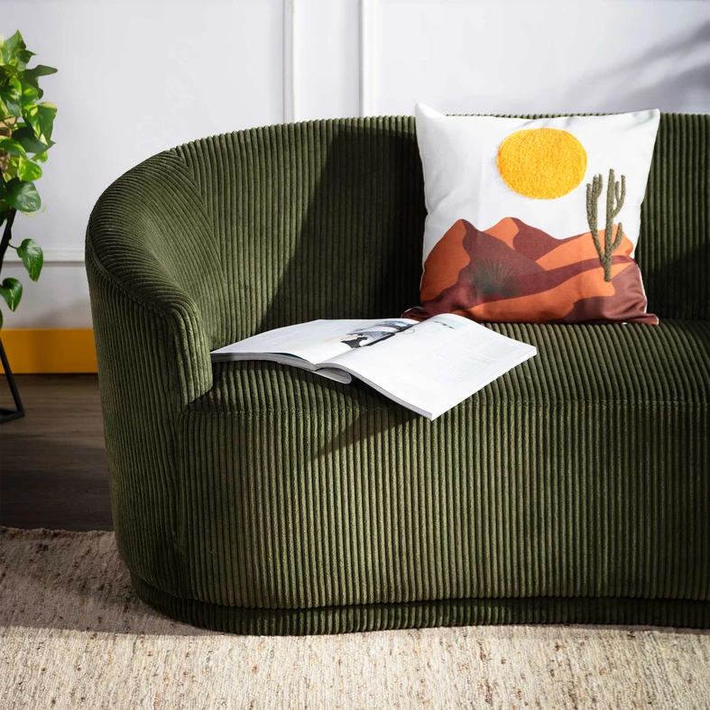 Zelená manšestrová pohovka SNUGLA