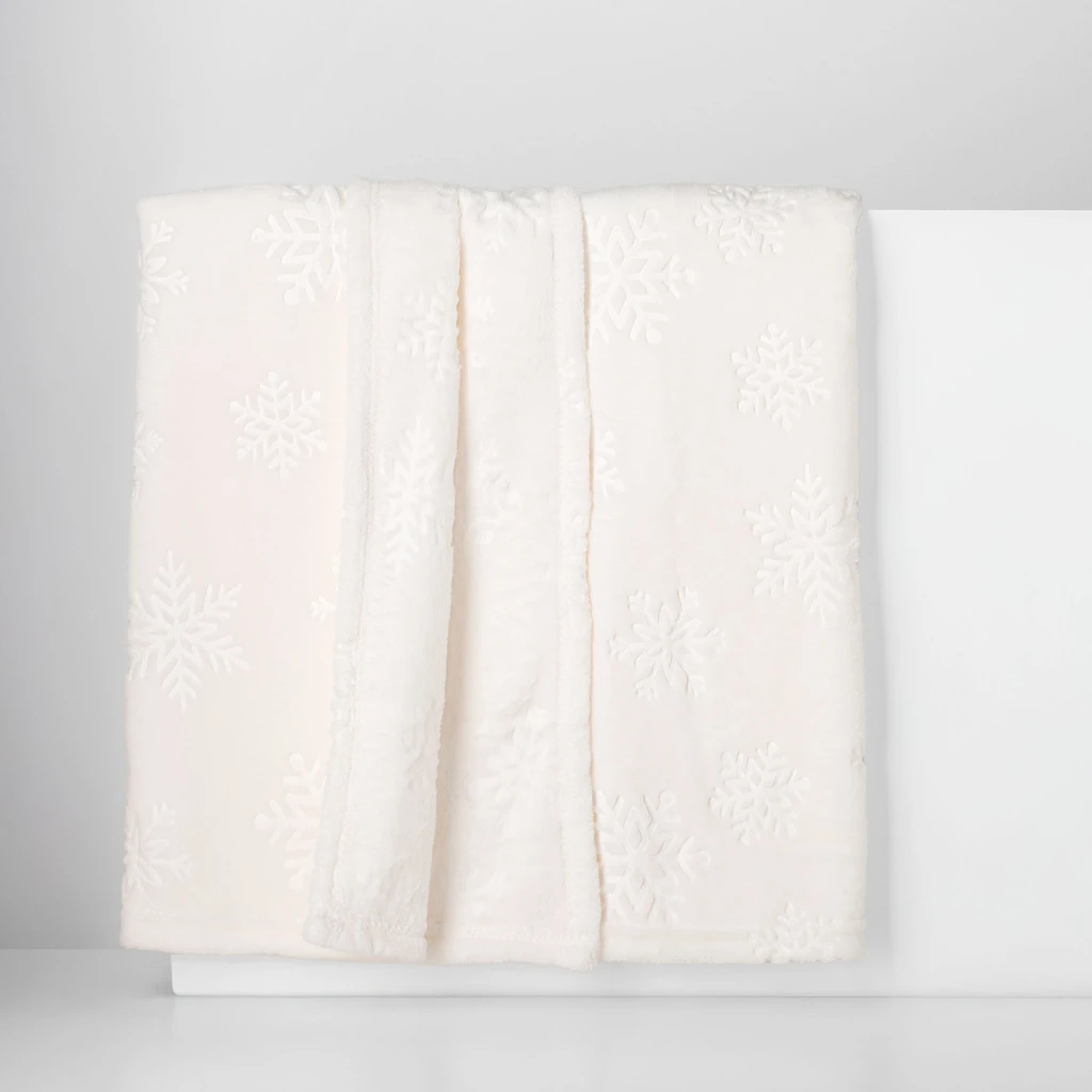 Bílá deka s sněhovými vločkami MERCI 130x160