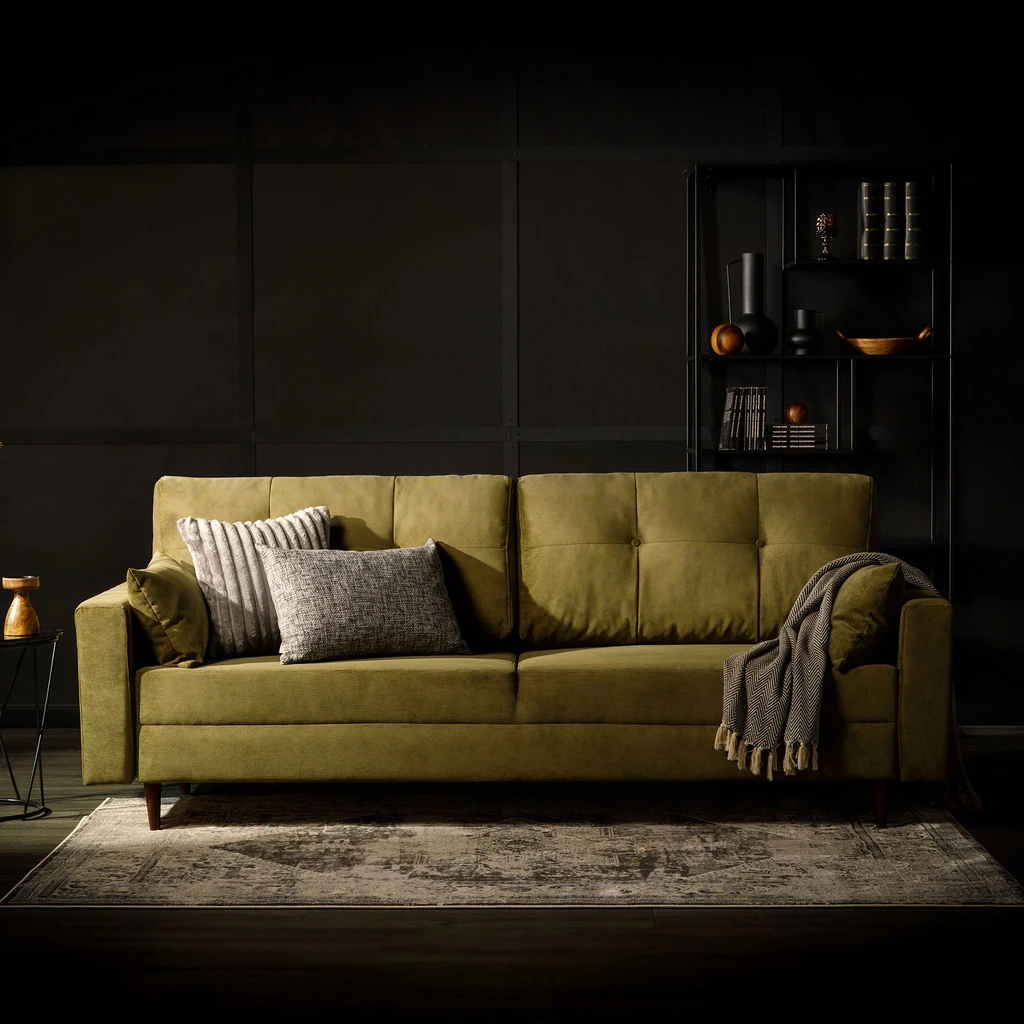 Trojmístná rozkládací pohovka MOSKA olivová