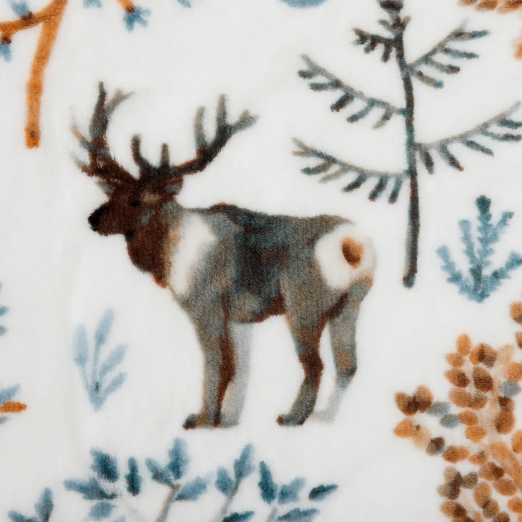 Vánoční deka s jeleny béžová CODIE 130x160 cm