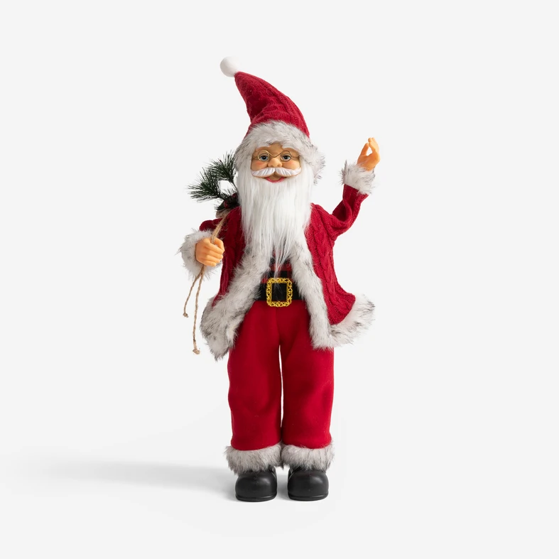 Červená figurka s bílým lemováním SANTA CLAUS 75 cm