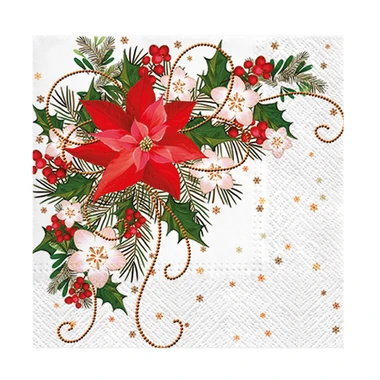 Vánoční ubrousky POINSETTIA COMPOSITION 20 ks.