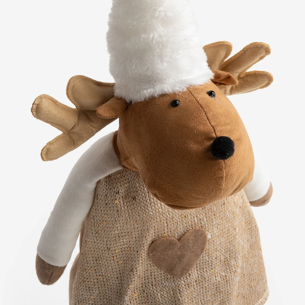 Vánoční figurka JELEN CHLAPEC šedo-bežová 80-120 cm