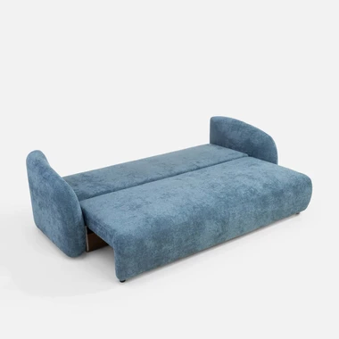 Tmavě modrá rozkládací 3místná pohovka s úložným prostorem PORTO