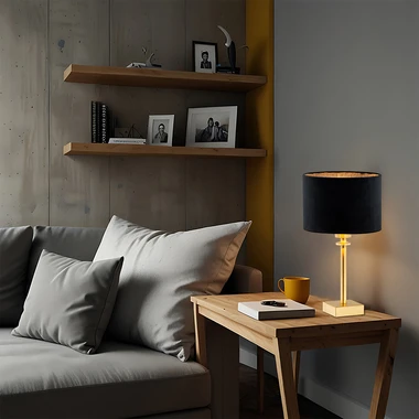 Černo-zlatá stolní lampa se stínidlem ABBANO
