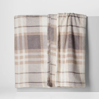 Béžová kostkovaná deka TYLOR 150x200 cm