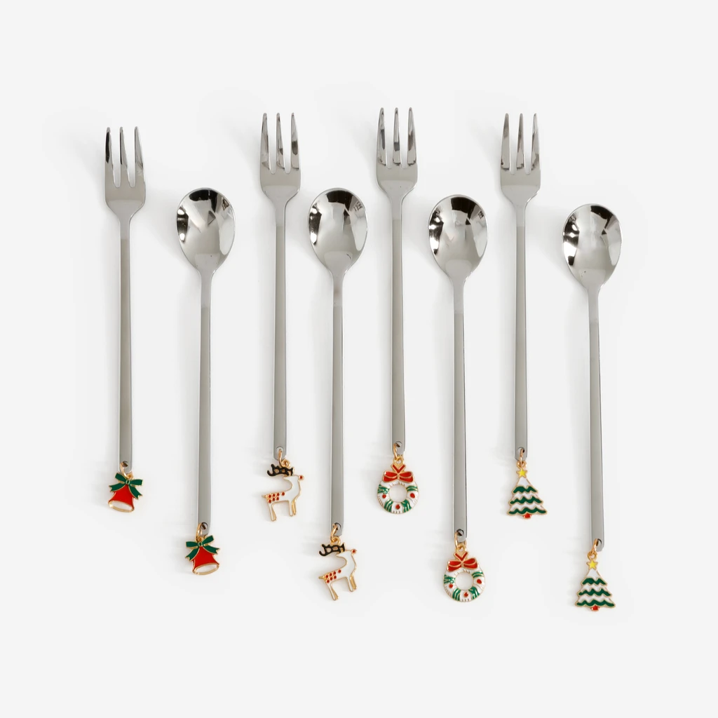 Sada vidliček s přívěsky CHRISTMANS 4 ks