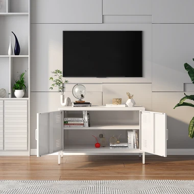 Bílá 2-dveřová komoda SOLANS