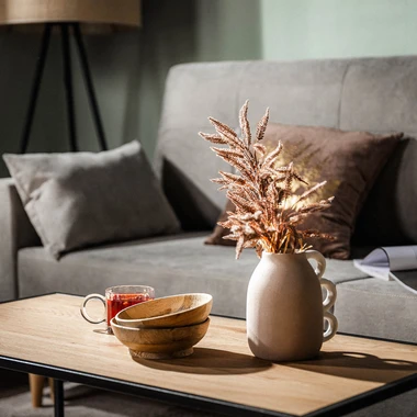 Keramická béžová váza s uchy 16,9 cm