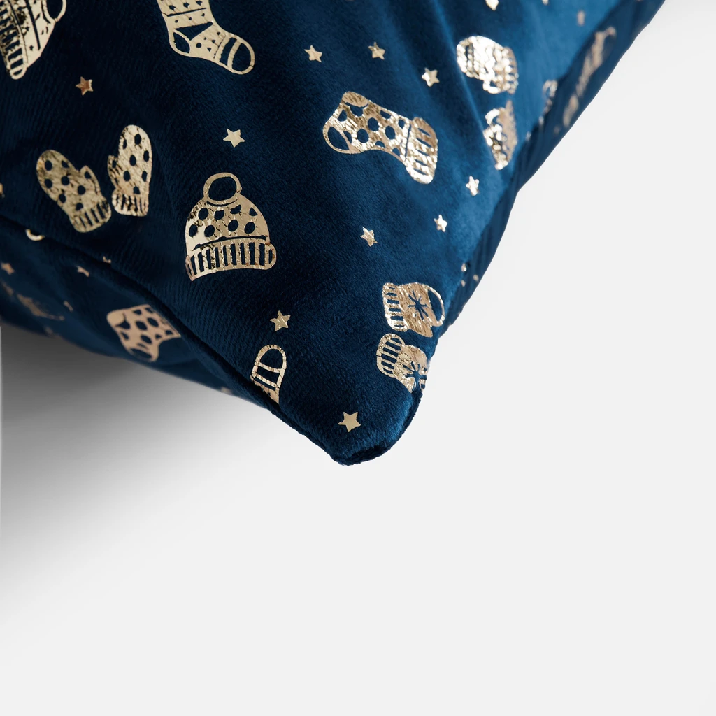 Dekorační povlak zimní vzor modrá NUIT 45x45 cm