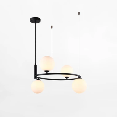 Černé kruhové závěsné svítidlo 4 koule AMILY