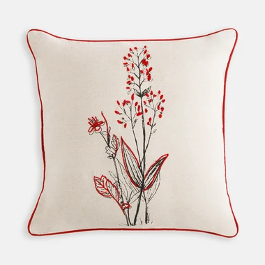 Povlak na polštář s výšivkou polních květů červený CASAL 45x45 cm