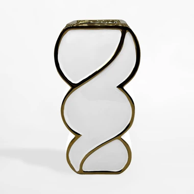 Moderní bílo-zlatá váza 30 cm